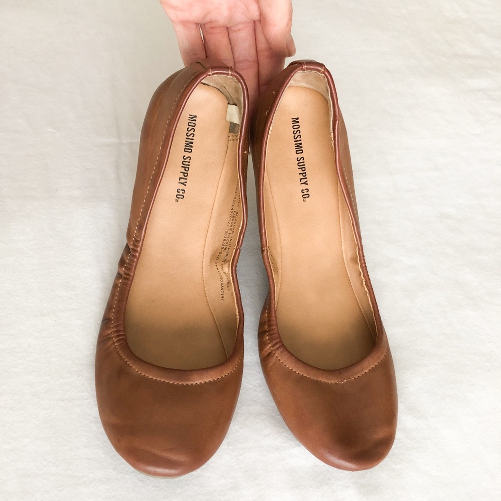 Faux Tan Leather Ballerina Flats - Like NEW